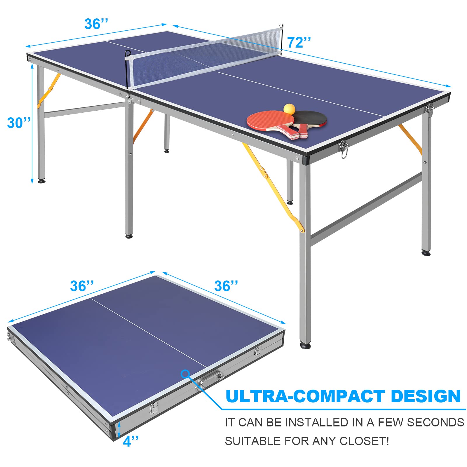 6X3ft Portable Ping Pong Table - Table Tennis Usa Team ulasan dan harga