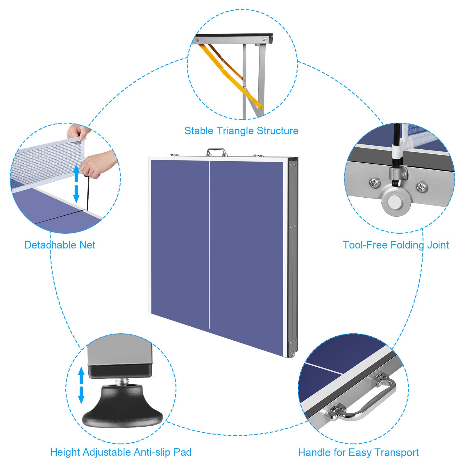 6X3ft Portable Ping Pong Table - Table Tennis Usa Team ulasan dan harga